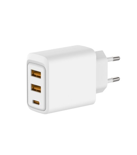 Сетевое зарядное устройство Rexant с двумя портами USB-A и одним портом USB-C, 10 Вт