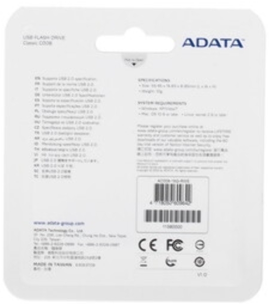 Флешка USB ADATA C008 (AC008-16G-RWE), 16Gb, USB 2.0, R/W 15/5, белый/синий