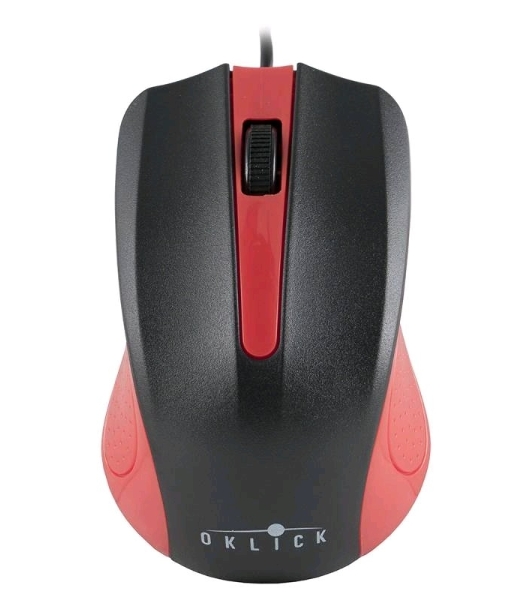 Мышь проводная Oklick 225M черный/красный, 1200 dpi, USB, кнопки - 3