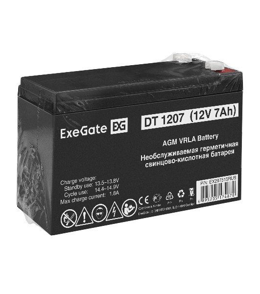 Аккумуляторная батарея ExeGate DT 1207 (12V 7Ah, клеммы F2)