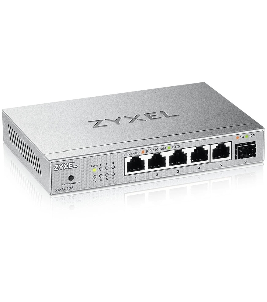 Коммутатор мультигигабитный Zyxel XMG-105, 5xRJ-45: 1/2.5G, 1xSFP+, настольный, бесшумный