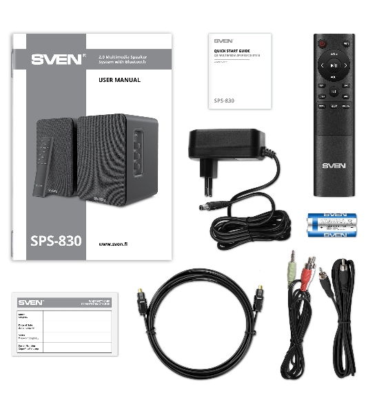 Акустическая система SVEN АС SPS-830 2.0 черный 60Вт BT