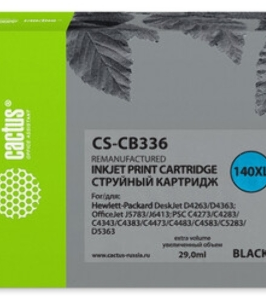 Картридж струйный Cactus CS-CB336 №140XL черный (29 мл.) для HP DJ D4263/D4363/DJ J5783/J6413/PSC C4273/C4283/C4343/C4383/C4473/C4483/C4583/C5283/D5363