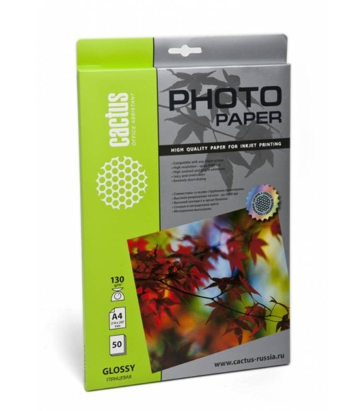 Фотобумага Cactus CS-GA413050 A4/130г/м2/50л. глянцевая для струйной печати