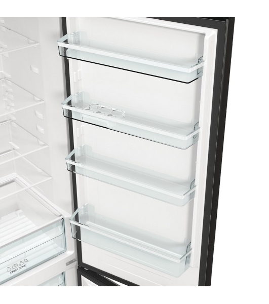 Холодильник Gorenje NRK6202EBXL4 черный матовый двухкамерный 235/96л морозилка снизу, No Frost