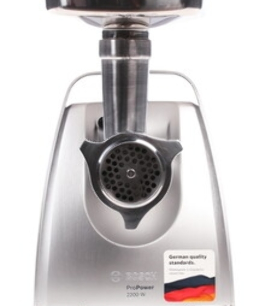 Мясорубка электрическая Bosch MFW68660 черный, 2200 Вт, 4.3 кг/мин, реверс, защита от перегрузки, металлический лоток, насадки - 10
