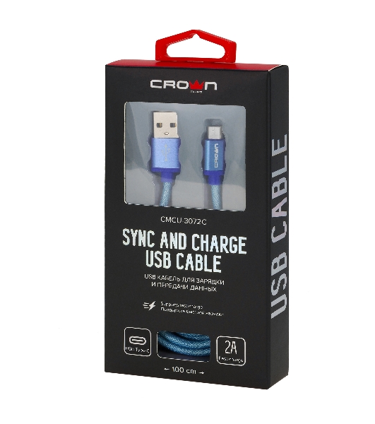 Кабель Crown USB - USB Type-C CMCU-3072C blue