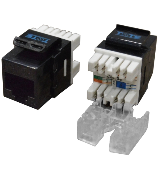 Модуль Keystone RJ45, Cat.5E, UTP, 180 градусов, черный