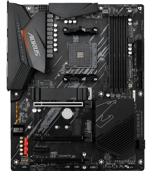 Материнская плата Gigabyte B550 AORUS ELITE V2, AM4, AMD B550, 4xDDR4, 4xSATA, 2xM.2, 1xPCIe 4.0 x16, 1xPCIe 3.0 x16, 2xPCIe 3.0 x1, 1xHDMI, 1xDP, 1x2.5Gb LAN, 1xUSB-C 10Gbps, 4xUSB-A 10Gbps, 4xUSB-A 5Gbps, 2xUSB-A 2.0, 3x3.5 мм, 7.1, ATX