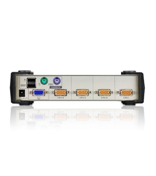 Переключатель ATEN CS84U(-AT) 4-портовый KVM-переключатель 1 user(HDB15(SVGA Female)+KBD(PS/2)+MOUSE(PS/2), KVM-порты: SPHD18(Female). В комплекте: кабели KVM (2L-5201P)-4шт. Не требует внешнего питания