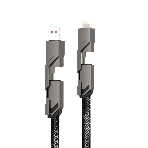 Кабель Rexant 4в1 USB-А – Type-C, Lightning – Type-C, 60Вт, 1м, в черной оплетке, фото 1