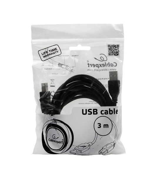 Кабель Gembird USB 2.0 PRO для соед. 3.0м AM/BM позол. контакты, пакет