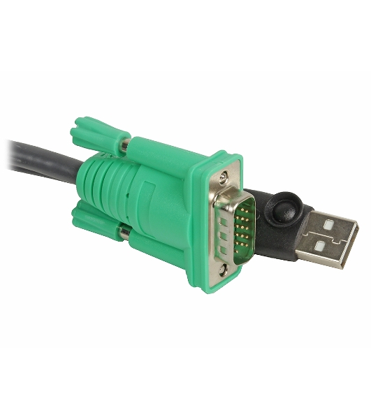 Кабель KVM ATEN 2L-5201U USB(тип А Male)+HDB15(Male) <-> SPHD15(Male) 1,2м., черный.