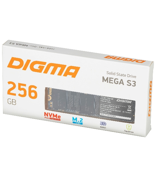 Накопитель SSD Digma Mega S3 DGSM3256GS33T, 256Gb, PCIe 3.0 x4, M.2 2280, NVMe, R/W 2040/1270