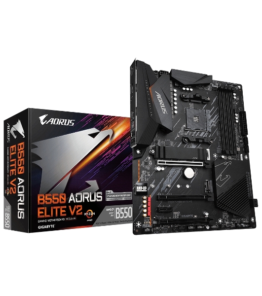 Материнская плата Gigabyte B550 AORUS ELITE V2, AM4, AMD B550, 4xDDR4, 4xSATA, 2xM.2, 1xPCIe 4.0 x16, 1xPCIe 3.0 x16, 2xPCIe 3.0 x1, 1xHDMI, 1xDP, 1x2.5Gb LAN, 1xUSB-C 10Gbps, 4xUSB-A 10Gbps, 4xUSB-A 5Gbps, 2xUSB-A 2.0, 3x3.5 мм, 7.1, ATX
