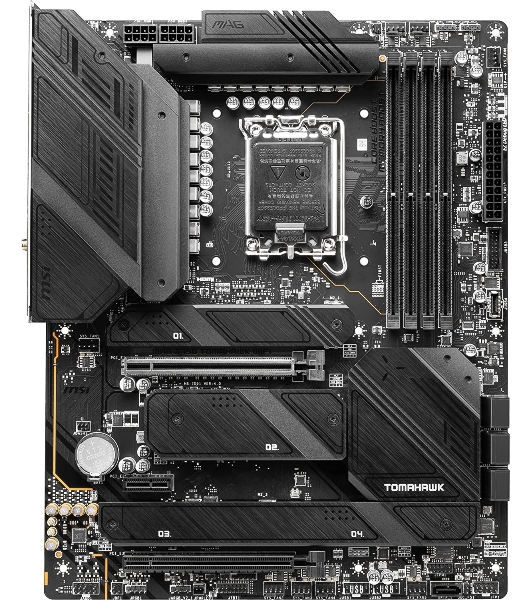 Материнская плата MSI MAG Z790 TOMAHAWK WIFI, LGA 1700, Intel Z790, 4xDDR5, 7xSATA, 4xM.2, 1xPCIe 4.0 x4, 1xPCIe 5.0 x16, 1xHDMI, 1xDP, 1x2.5Gb LAN, 4xUSB-A 3.2 Gen 1, 4xUSB-A 3.2 Gen 2, 1xUSB-C 3.2 Gen 2, 1xUSB-C 3.2 Gen 2x2, 5x3.5 мм, 7.1, Standard-ATX