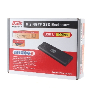 Внешний корпус USB 3.1 Type-C M.2 NVME (M-key) AgeStar 31UBNV1C (GRAY), алюминий, черный