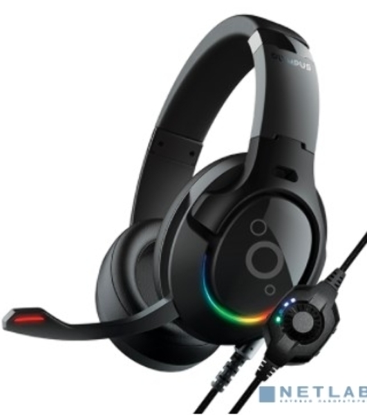 Гарнитура QUMO Olympus чёрный, проводная, USB, подсветка