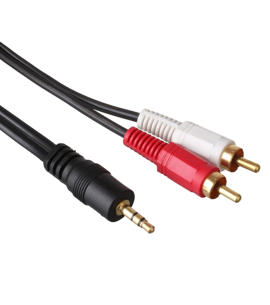 Кабель аудио Exegate 3.5мм Jack M - 2xRCA M 2м позолоченные разъемы