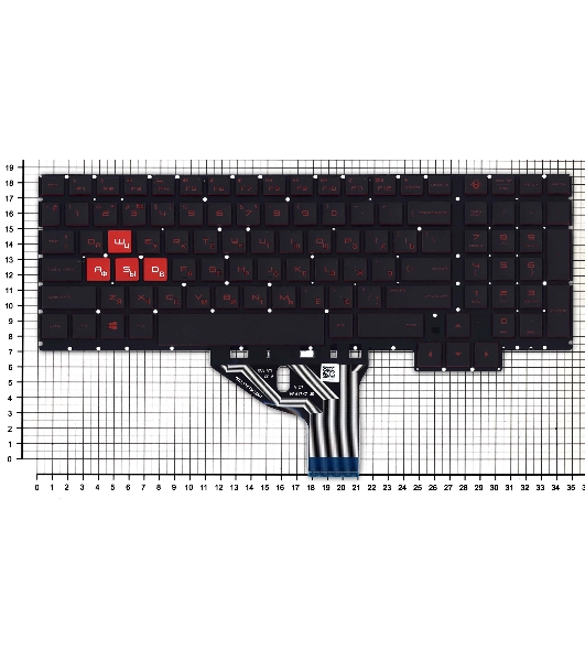 Клавиатура для ноутбука HP Omen 15-CE черная с красной подсветкой