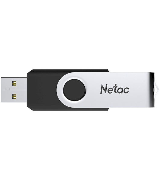 Флешка USB Netac U505 (NT03U505N-128G-20BK), 128Gb, USB 2.0, R/W 70/30, черный/серебристый