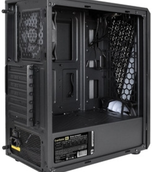 Компьютерный корпус Miditower ExeGate EVO-8225-NPX700 (ATX, БП 700NPX с вент. 12см, 2хUSB+1хUSB 3.0, черный, 2 вент. с RGb подсветкой и полоса на передней панели, боковая панель - закаленное стекло)
