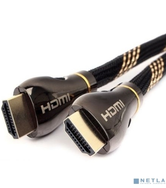 Кабель Cablexpert HDMI CCP-HDMI8К-2.5M, 19M/19M, v2.1, 8К, медь, позол.разъемы, экран, оплетка, 2.5м, черный, пакет