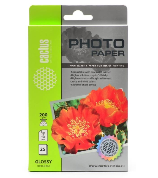 Фотобумага Cactus CS-GA620025 глянцевая A6 200 г/м2 25 листов