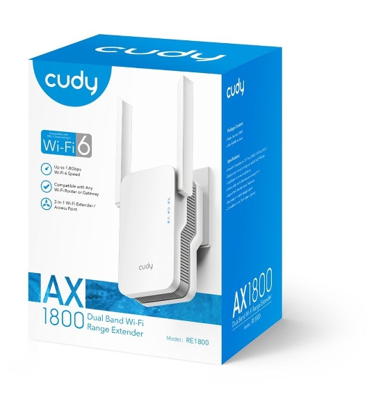 Повторитель беспроводного сигнала Cudy RE1800 AX1800 10/100/1000BASE-TX/Wi-Fi белый
