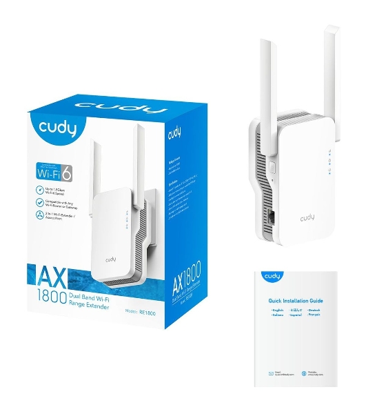 Повторитель беспроводного сигнала Cudy RE1800 AX1800 10/100/1000BASE-TX/Wi-Fi белый