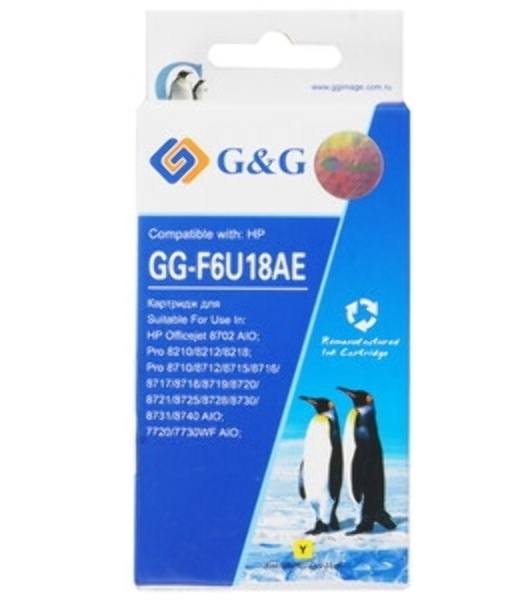 Картридж струйный G&G GG-F6U18AE желтый (26мл) для HP OJ Pro 7740/8210/8218/8710/8715