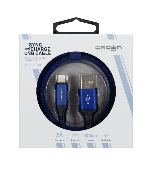 Кабель Crown USB - Lightning CMCU-3103L blue