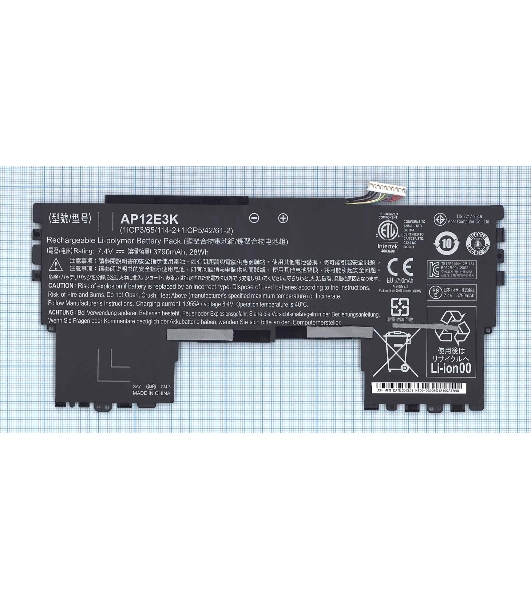 Аккумуляторная батарея для ноутбука Acer Aspire S7-191 7.4V 3790mAh 28Wh AP12E3K