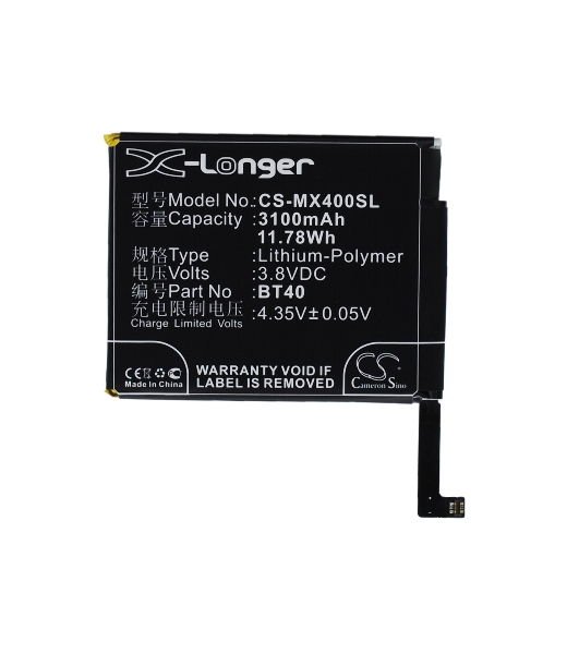 Аккумулятор CameronSino CS-MX400SL BT40 для Meizu MX4 M460 M461 3.8V, 3100mAh, 11.78Wh
