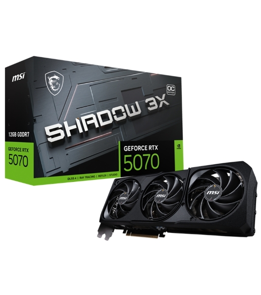 Видеокарта MSI PCI-E RTX 5070 12G SHADOW 3X OC NVIDIA GeForce RTX 5070 12Gb 192bit GDDR7 2542/28000 HDMIx1 DPx3 HDCP Ret