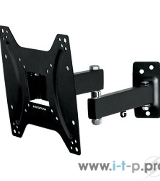 Крепеж Kromax OPTIMA-204 черный Кронштейн для LED/LCD телевизоров 15'-42', max 25 кг, настенный, 3 ст свободы, наклон +5°-12°, поворот ±90°, от стены 68.5-322 мм, max VESA 200x200 мм