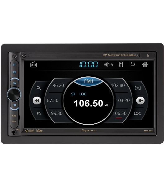 Автомагнитола Prology MPV-320, 2 DIN, 6.9', Bluetooth, USB Type-A, AUX, пульт ДУ