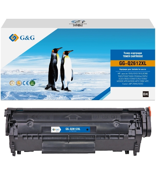 Картридж лазерный G&G GG-Q2612XL черный (6000стр.) для HP LJ 1010/1012/1015/1018/1020/1022/1022n/1022nw/3015/3020