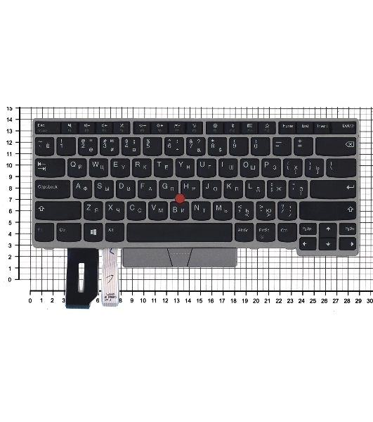 Клавиатура для ноутбука Lenovo ThinkPad E480 E485 черная с серебристой рамкой