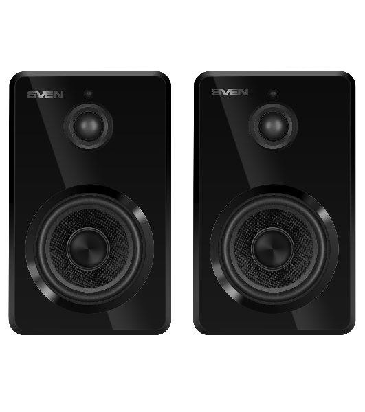 Акустическая система SVEN SPS-730 2.0 черные (2x25Вт, экокожа, USB/SD, пульт ДУ, Bluetooth)