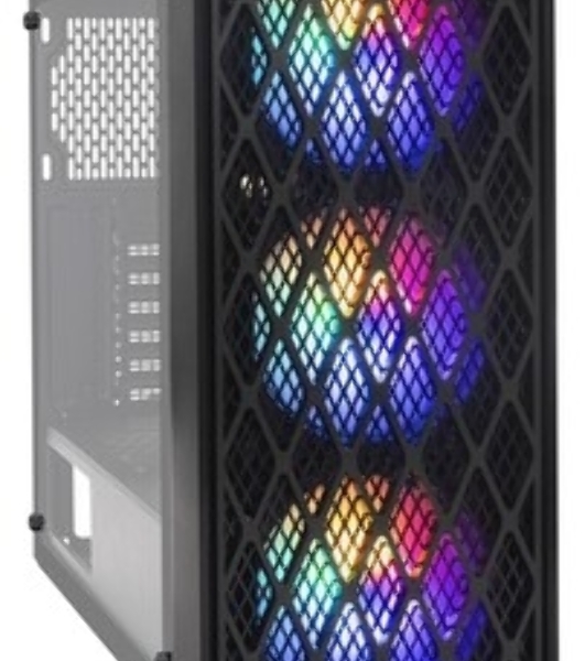 Компьютерный корпус Miditower ExeGate EVO-8243-NPX500 (ATX, БП 500NPX с вент 12 см, 2хUSB+1хUSB 3.0, черный, 3 вент. с RGb подсветкой, боковая панель - закаленное стекло)