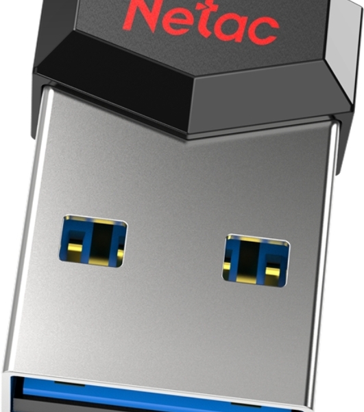 Флешка USB Netac UM81 (NT03UM81N-064G-20BK), 64Gb, USB 2.0, R/W 30/10, черный/красный