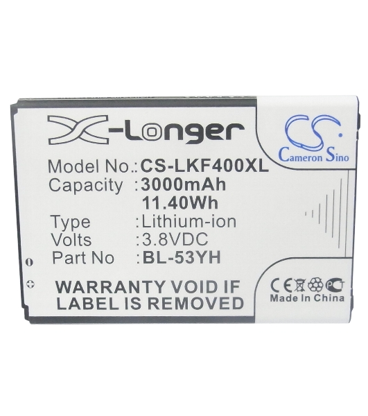 Аккумулятор CameronSino CS-LKF400XL BL-53YH для LG G3 Stylus D690 3.8V, 3000mAh, 11.40Wh