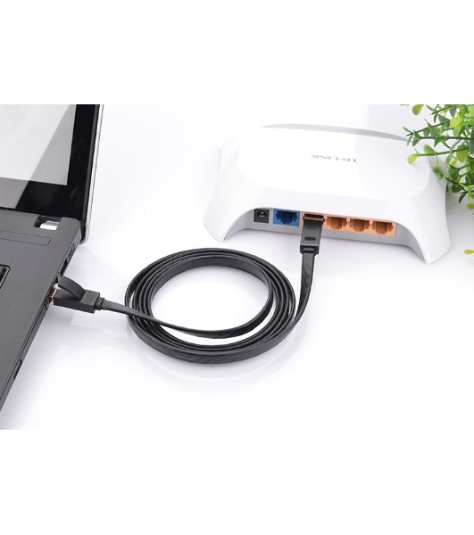 Патч-корд Greenconnect плоский прямой PROF 15.0m UTP медь, cat.6, черный, позолоченные контакты, 30 AWG, Premium ethernet high speed 10 Гбит/с, RJ45, T568B (GCR-LNC616-15.0m)