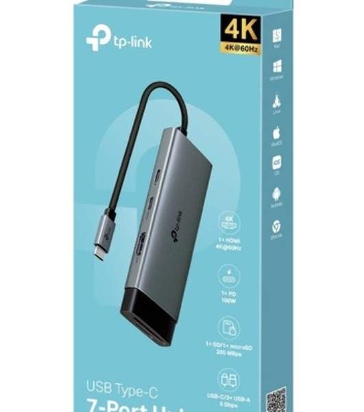 Разветвитель USB-C TP-Link UH7020C 2порт. серый