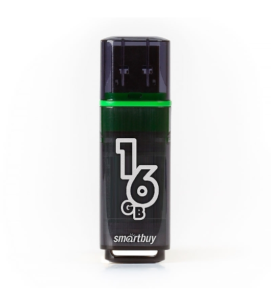 Флешка USB Smartbuy Glossy series Dark Grey (SB16 GbGS-DG), 16Gb, USB 3.0, R/W 75/30, серый/зеленый