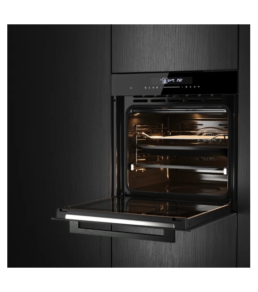 Встраиваемый духовой шкаф Kuppersberg HT 613 Black, High-Tech, объем 72 л, 12 режимов работы, быстрый нагрев, телескопические направляющие, доводчик двери, таймер, термощуп, 3 стекла в дверце, сенсорное управление, блокировка от детей, энергоэффективность А+, черный