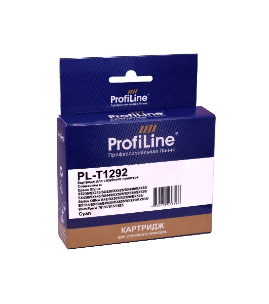 Картридж струйный ProfiLine PL-T1292 для принтеров Epson Stylus SX230/SX235/SX420/SX425/SX430/SX435/SX438/SX440/SX445/SX525/SX535/SX620/Stylus Office B42/BX305/BX320/BX525/BX535/BX625/BX630/BX635/BX925/BX935/WorkForce 7015/7515/7525 с чернилами Cyan