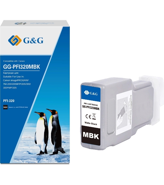 Картридж струйный G&G GG-PFI320MBK (PFI-320MBK) черный матовый (300 мл) для Canon imagePROGRAF TM-200/200MFP/205/300/300MFP/305