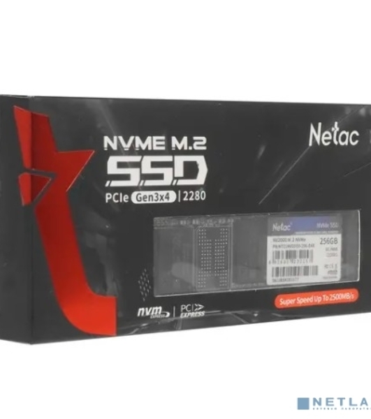 Накопитель SSD Netac NV2000, 256Gb, PCIe 3.0 x4, M.2 2280, NVMe, R/W 2500/1000